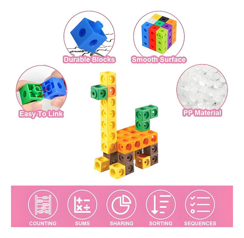 Eonspark 100 Cubos Montessori Educativos Juguete Stem Para Niños, Aprendizaje De Matemáticas, Bloques Didácticos Para Escuela Y Juego