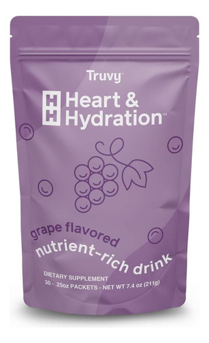 Truvy Heart & Hydration, Sabor Uva (30 Pacotes Individuais)