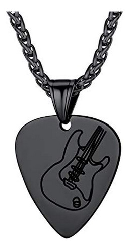 Cadena, Collar Para Hombr 316l Púas De Guitarra De Acero Ino