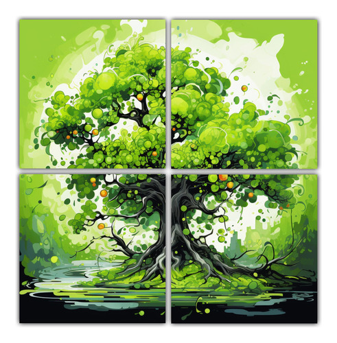 100x100cm Cuadros Tema Gama De Colores Apple Tree In Green