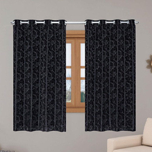 Cortina Sala Quarto 2,20 X 1,30 Apartamento Jacquard Preto