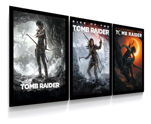 Conjunto 3 Quadros Trilogia Lara Croft Tomb Raider  Ps 4