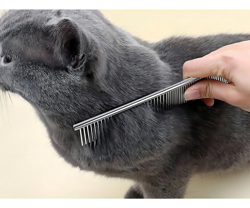 Y Peine Metalico Para Mascotas Quita Nudos Color Plateado