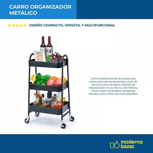 Carro Organizador Multiusos Mesa Auxiliar Estantes Ruedas