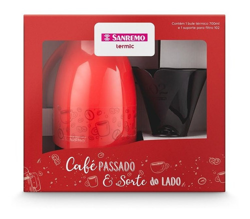 Bule Térmico E Suporte Filtro 102 700ml Vermelho Sanremo