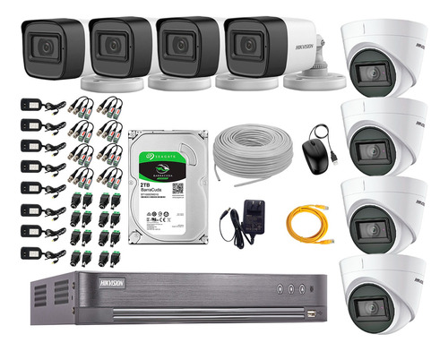 Cámaras De Seguridad Kit 8 Hikvision 5mp | 04 Camaras Audio