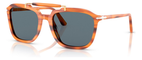 Óculos De Sol Persol Senna Series Po0203s 960/r5-57 Cor Marrom Armação Marrom Haste Marrom Lente Azul