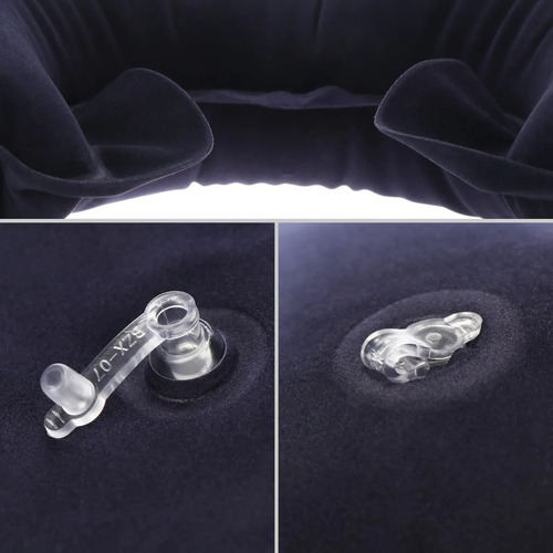 Kit De Viaje 3 En 1 Almohada Inflable Cuello Antifaz Tapones Gris Oscuro Liso