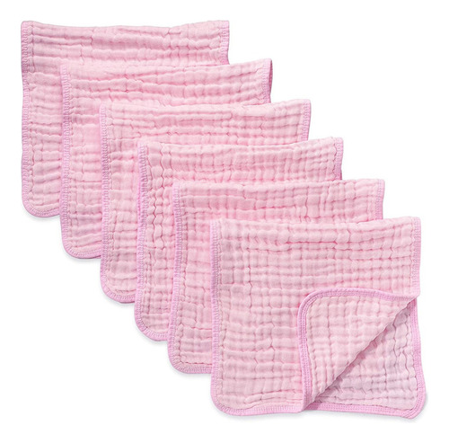 Paños De Muselina Para Eructos 6 Pack 6 Capas Absorbentes Color Rosa