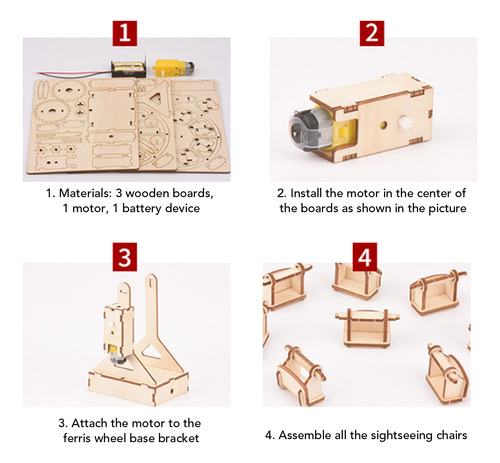 Kit De Construcción De Maquetas 3d De Noria, De Madera, Educ