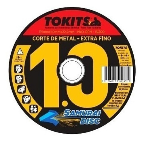 Discos Corte Metal Pack X10 115x1,00x22,2 Mm Amoladora Tks