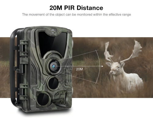 Cámara de movimiento en color camuflada de 12 MP y 1080p para caza y caza