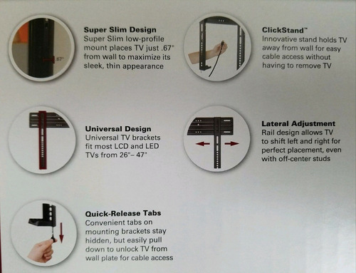 Imagen 5 de 8 de Sanus Soporte Montaje Tv Super Slim De 26p 42p, 36,3kg New**