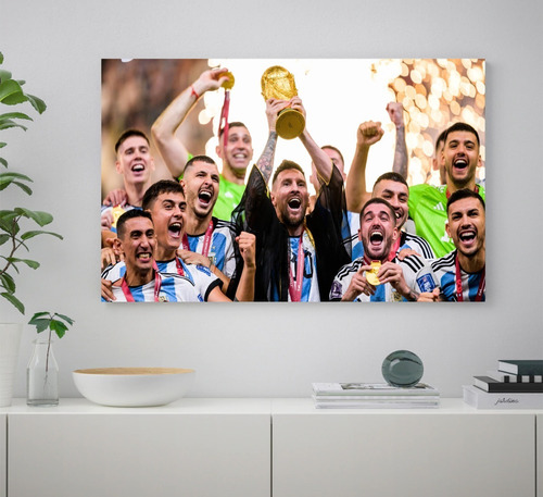 Cuadro Leo Messi 27x42 Argentina Campeón Copa Del Mundo