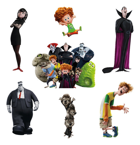 Figuras Hotel Transylvania Base Rígida Kit 7 Pzas Coroplast