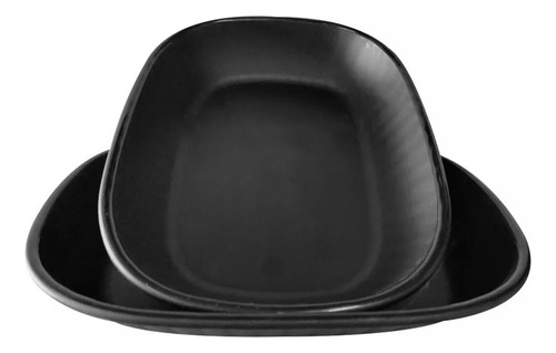 Plato Hondo Rectangular Plastico Reutilizable 28cm 10 Color Negro Lisa