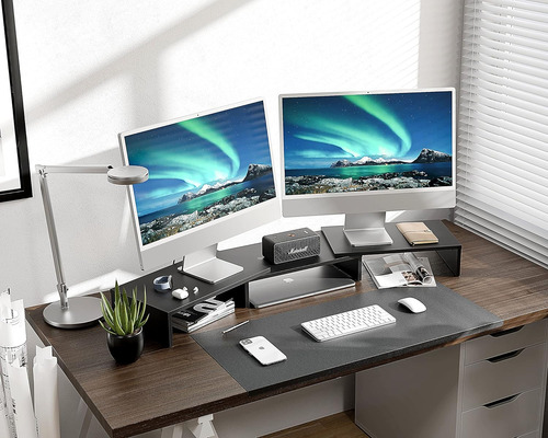 Soporte Monitor Doble 3 Estantes Soporte Vertical Monit...