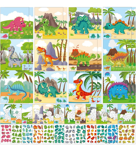 Gueevin Juego De 48 Libros De Pegatinas De Dinosaurios Para 