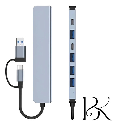 Hub Usb-c 7 Em 1 4 Portas Usb+leitor Cartão+carregamento