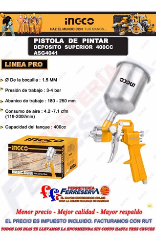 Ff Pistola Pintar 1,5mm 400c Auto Tunig Mueble Ingco Asg4041