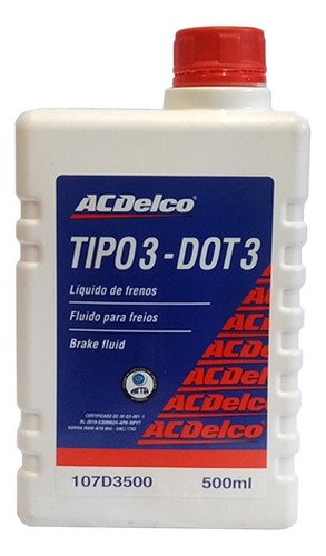 Liquido Frenos Dot 3 X 1/2 Lt 100% Acdelco