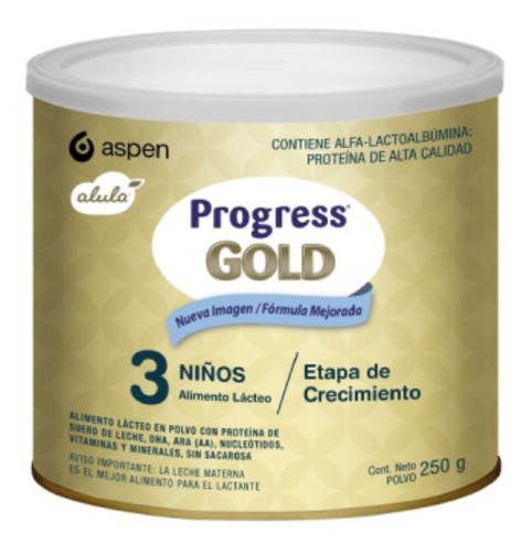 Leche de fórmula en polvo Aspen Progress Alula Gold 3 en lata de 250g - 12 meses a 3 años