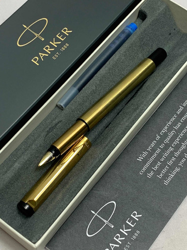 Pluma Parker Bañada En Oro De 24 Quilates Acero Inoxidable