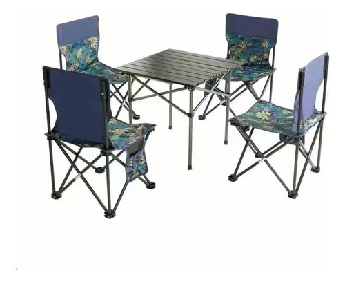 Mesa Plegable Picnic Portatil Armable Con 4 Sillas Plegables