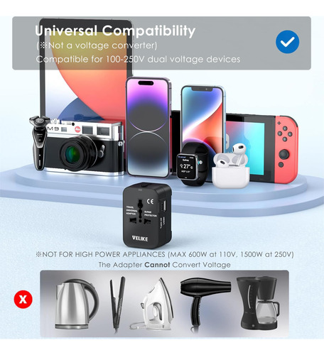 Adaptador Universal Velike Convertidor De Corriente Global
