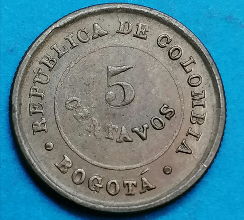 Colombia Moneda 5 Centavos  1901 Lazareto