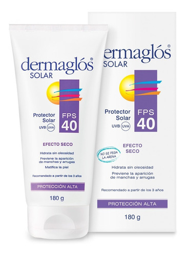 Protector Solar Dermaglós Fps 40 Efecto Seco X 180ml