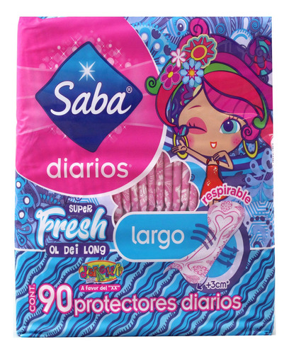 Protectores Saba Diarios Largos 90 Pzas