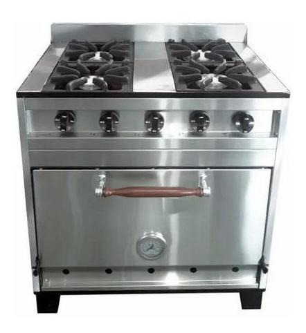 Cocina Industrial Eg 4 Hornallas 80 Cm Horno Pizzero