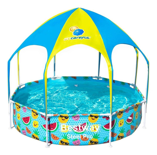 Piscina estructural redondo Bestway 56432 con capacidad de 1688 litros de 2.44m de diámetro  multicolor