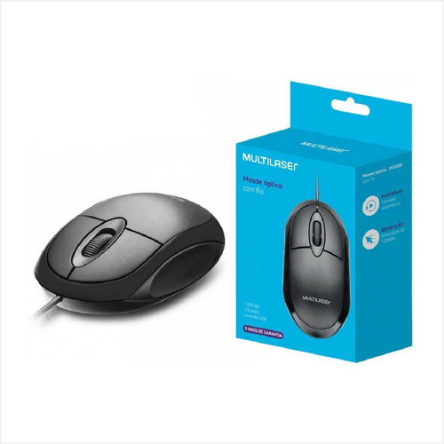 Mouse Com Fio Usb Office Preto Multilaser Mo312