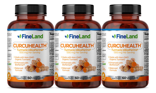 3pk T180caps Curcuhealth Orgánico Turmeric Cúrcuma Fineland