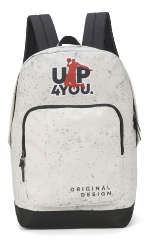 Mochila Escolar Juvenil De Costas Cinza Up4you - Luxcel Desenho do tecido Liso