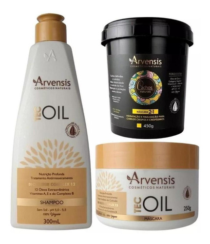 Kit Arvensis Tec Oil Shampoo E Máscara + Máscara 2x1 Cachos