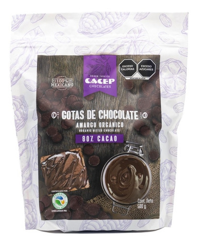 Cacep Repostería | Gotas De Chocolate Amargo 80% Cacao| 500g