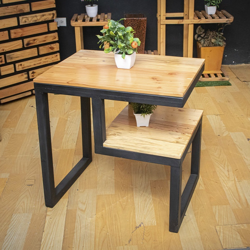 Mesa De Centro En Metal Madera