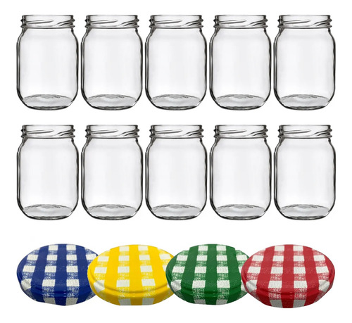 Pote De Vidro Conserva 200ml, Kit 10 Unid + Tampa + Lacre 