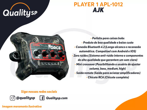 Mini Player Ajk Apl1012 50w Force Bt Caixa Bob Amplificado
