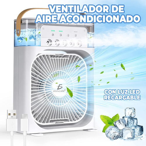 Ventilador Aire Acondicionado Portátil Tanque De Agua Usb Cantidad De Aspas 3 Estructura Blanco Aspas Blanco Diámetro 20 Cm Frecuencia 50 Hz Material De Las Aspas Plástico