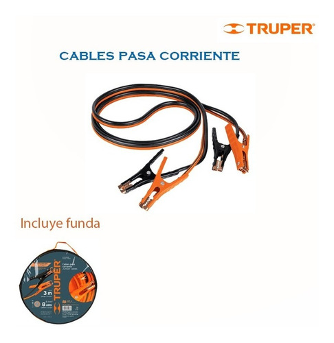 Cables Pasa Corriente 3m 8awg( 8mm), Truper, 17543