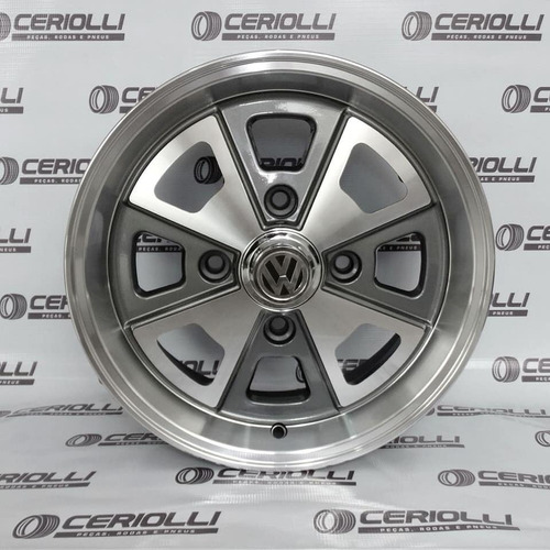 Roda Aro 15x6 Porsche Vw Fusca 4x130 R84 Kr ( Unidade ) Cor Grafite Diamantado