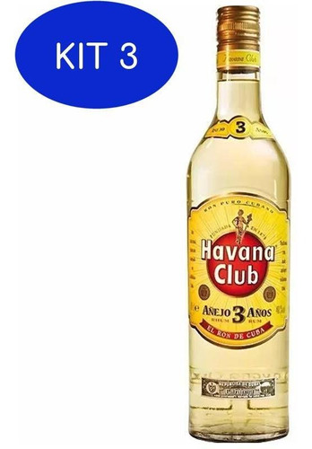 Kit 3 Rum Havana Club Anejo 3 Anos 750ml