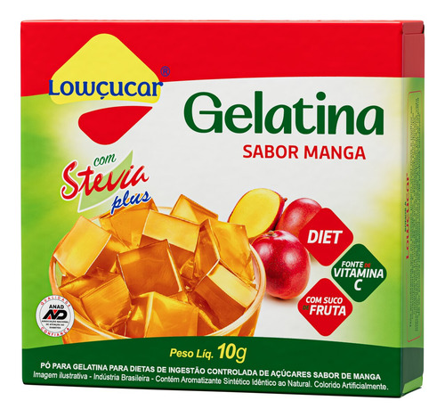 Mistura Gelatina Com Stevia 10g Sabores Diversos Kit Com 8