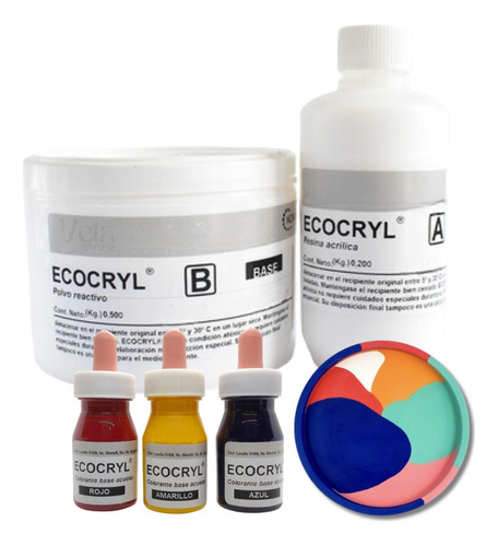 Kit Resina Acrílica Ecocryl 700gr + Pigmentos Líquidos X3
