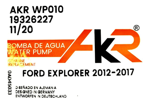 Bomba Agua Ford Explorer 3.5 Sport Limited 2011-2021 Tienda