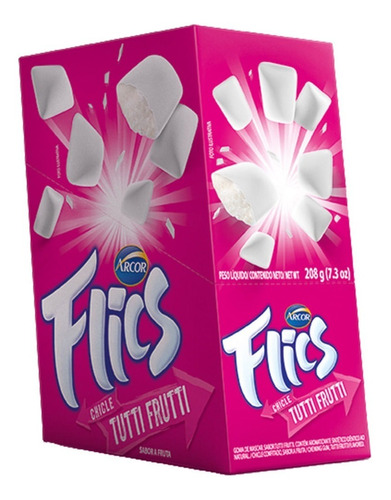 Chiclete Arcor Flics Tutti Frutti Sem Glúten 208 G 12 U Pacote